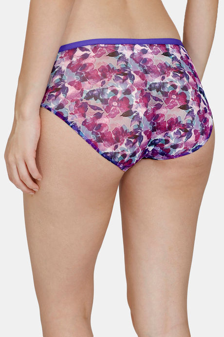 Zivame Bohemian Blooms Low Rise Full Coverage Hipster Panty - Purple Magic — image 3